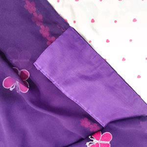 dark Purple Butterfly Saree unstitched blouse