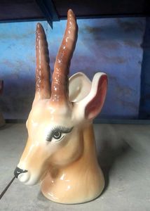 Vintage Antelope Head Ceramic Planter