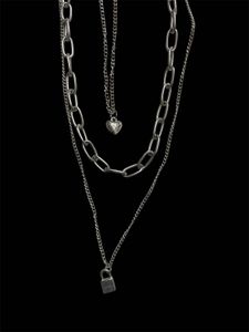 Layered Heart and Lock Necklace