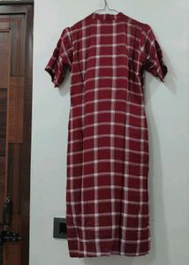 Maroon Checked Plazzo Kurta Set