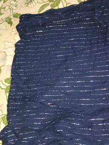 Navy Blue Kurta with Silver Stripes