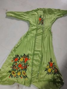Floral Embroidered Green Anarkali