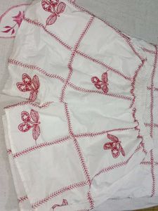 White Embroidered Blouse Top and half pant set