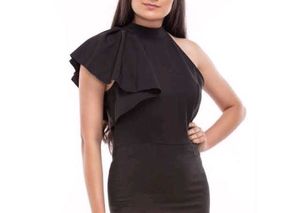 Chic Black One-Shoulder Ruffle Dress