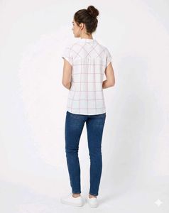 Chic White Plaid Collared Top
