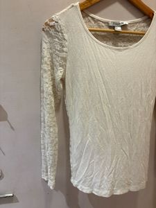 Forever 21 Coquette Girly Lace Sleeve Top