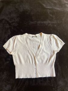 Cream Cropped Cardigan
