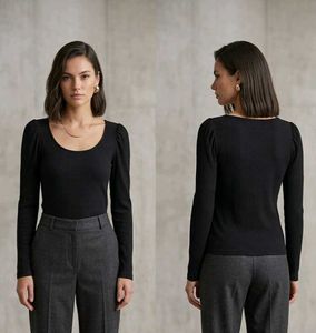 🎀◾H&M_ Skimmed Scoop-Neck Top◾🎀