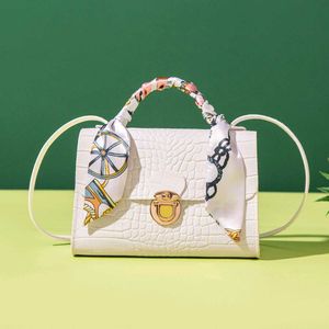 Chic Croc-Embossed Handbag with Scarf