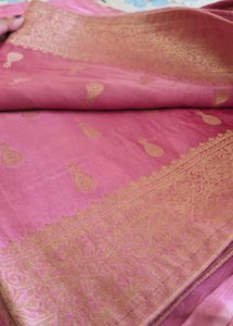 Pink Reshami Saree With Blouse