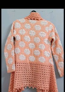 Peach Floral Crochet Cardigan