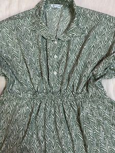 Green Patterned Shirt Top
