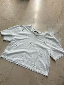 White Floral Crop Top
