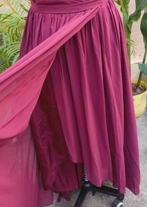 Elegant Burgundy Chiffon Maxi Dress