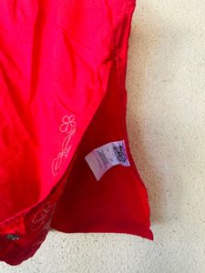 Vibrant Red Tank Top with Floral Embroidery
