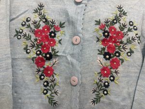 Light Blue Embroidered Cardigan