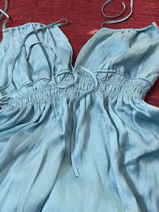 Chic Baby Blue Sundress with Tie Straps