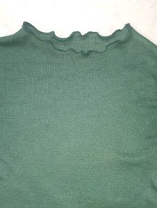 Cute Green Ruffle Trim Top