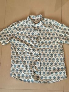 Men's Floral Print Short Sleeve Crop Shirt