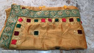 Embroidered Mustard Yellow Saree