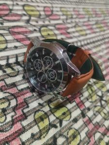Firstech Analog Watch with Brown Leather Strap