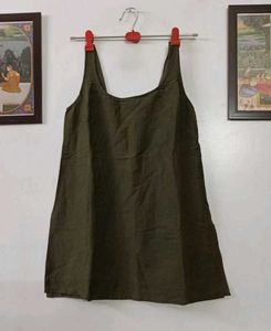 Aesthetic Olive/Army Green Pinafore Tunic Dress