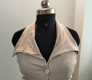 Beige Halter Neck Vest