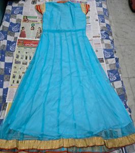 Beautiful Blue Anarkali Gown with dupatta