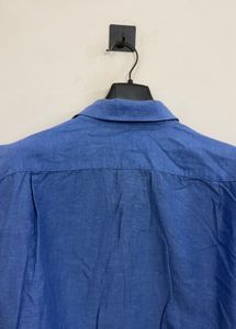 Men's Blue Linen Blend Shirt