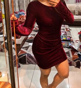 Burgundy Velvet Bodycon Mini Dress
