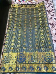 Elegant Blue &amp; Gold Saree