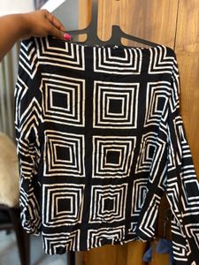 Monochrome Geometric Print Top