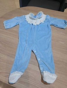 Baby Blue Velvet Romper