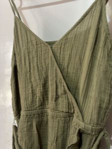 olive Wrap Midi Dress