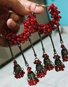 Red Pearl Earrings Set