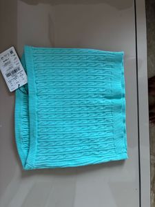 Aqua Blue Cable Knit Tube Top