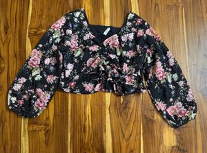 Floral Print Ruched Crop Top