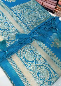 Elegant Teal cotton Silk Saree