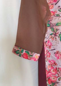 Brown Floral Print Kurta Top