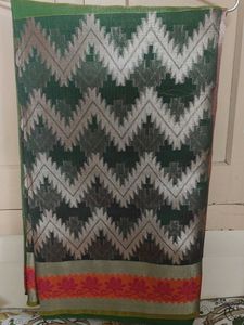 Dark Green Organza Blend Saree with blouse