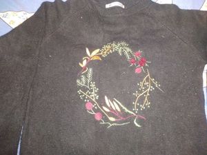 Cozy Embroidered Black Sweater