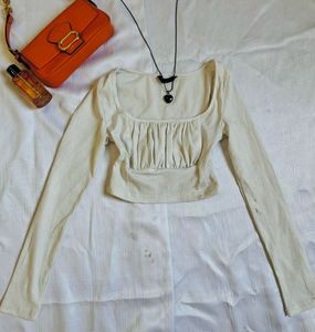 Ribbed Square Neck Top