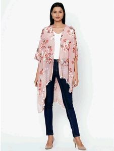 Long Floral Shrug - 3/4th Sleeve