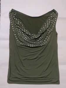 Embellished Cowl Neck Top