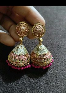 Red and Pink Jhumka Earrings Combo