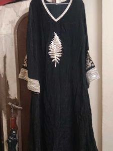 Elegant Black Kurta Set with Silver Embellishments
