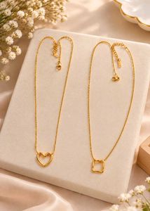 Elegant Gold Heart & Square Necklaces