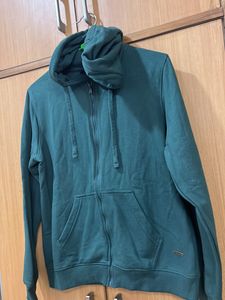Women Green Hood Sweatshirt