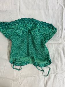 Green Floral Corset Top