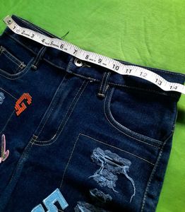 Y2k Funky Distressed Denim Jeans Shorts with Patch